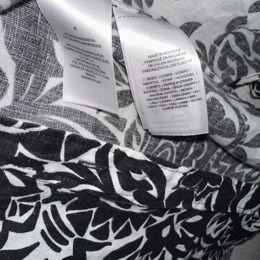 Ralph Lauren Black Floral Linen Button Up‎ Shirt Long Sleeve Size M Black Label - Picture 8 of 10